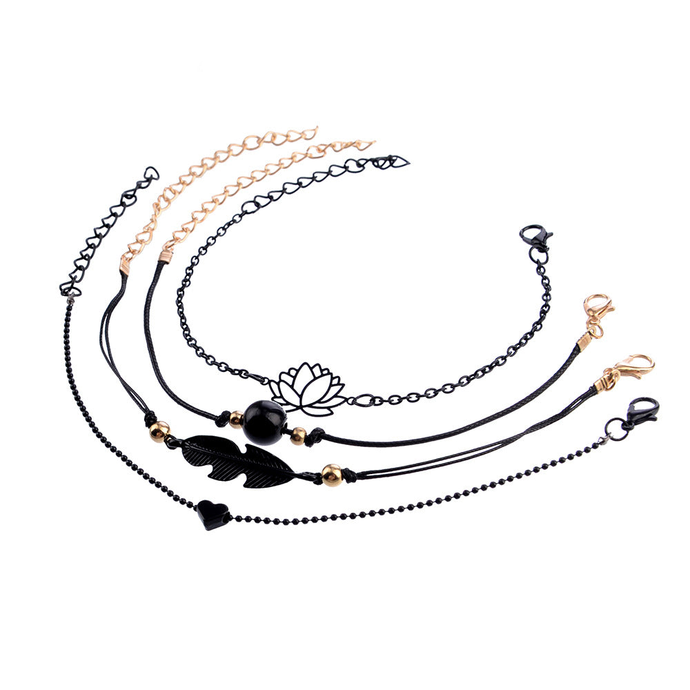 Simple Black 4 Piece Bracelet Set