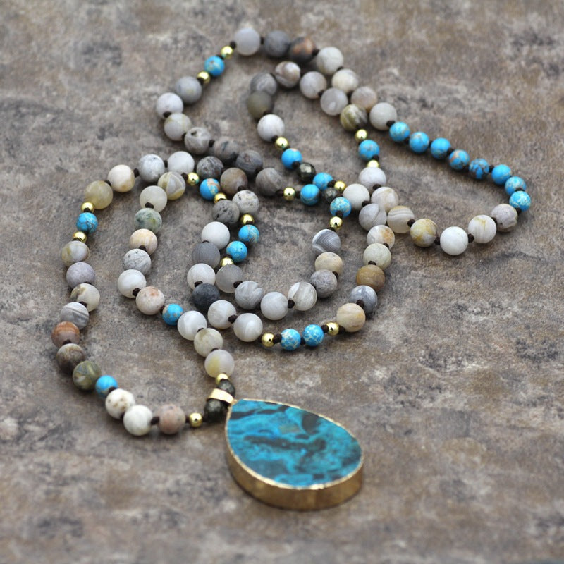 Necklace Head Drop-Shaped Pendant & Lasso Bead Necklace