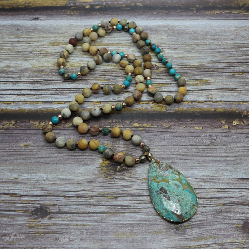 Necklace Head Drop-Shaped Pendant & Lasso Bead Necklace