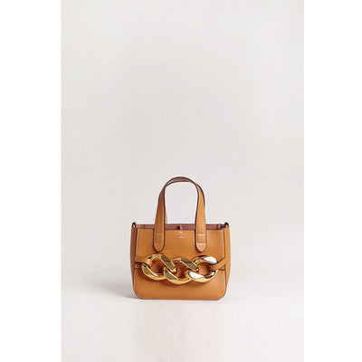 Small Mini Real Leather Oversized Chain Link Tote Bag Crossbody Shoulder Purse
