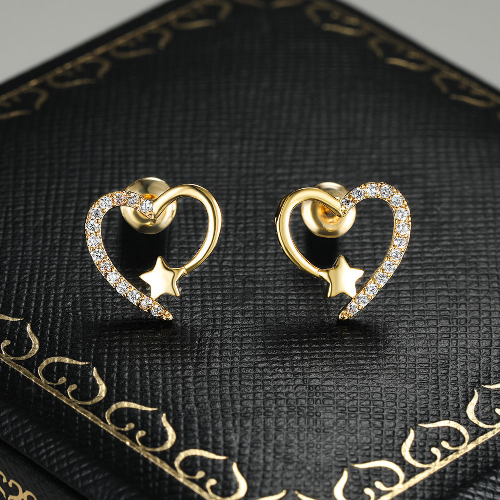 Creative Gold & White Diamonds Stud Earrings