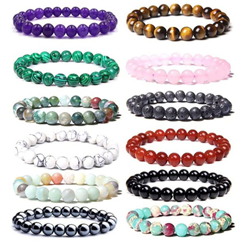 Natural Tiger Eye & Volcanic Rock Agate Beads Bracelet