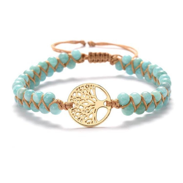 African Jasper Braided Tree Charm Bracelets