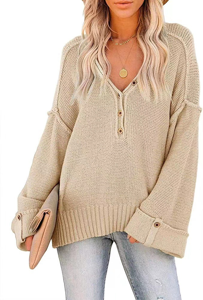 Acrylic Fall Winter Solid Color Pullover Ladies Sweater