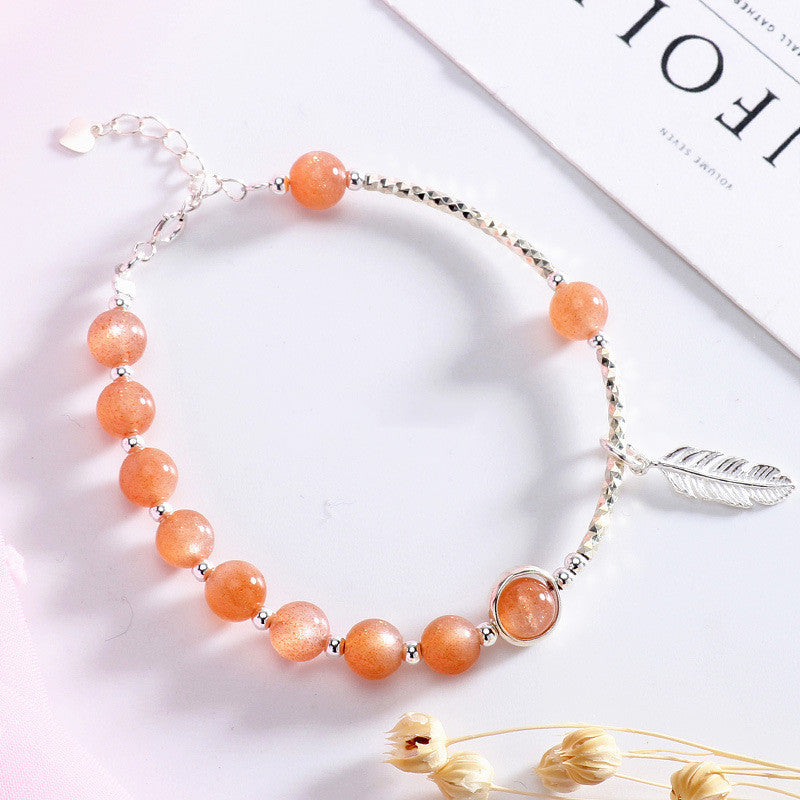 Natural Strawberry Crystal Moonstone Bracelet