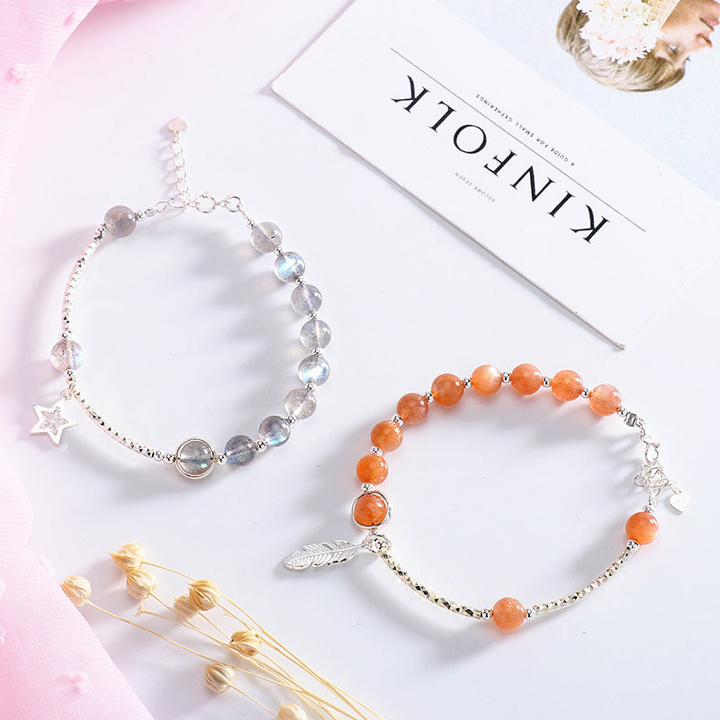 Natural Strawberry Crystal Moonstone Bracelet