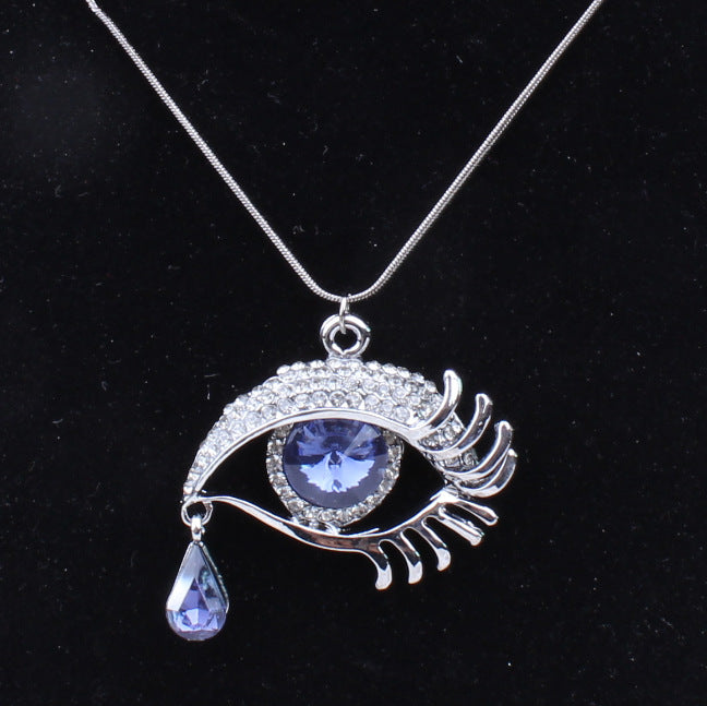 Crystal Eye & Teardrop Eyelash Necklace