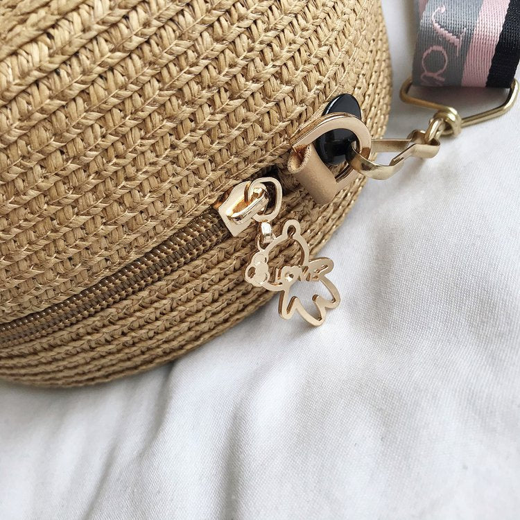 Round Straw Woven Casual Woven Female Bag