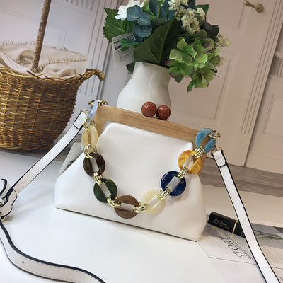 Acrylic messenger bag with wooden clip