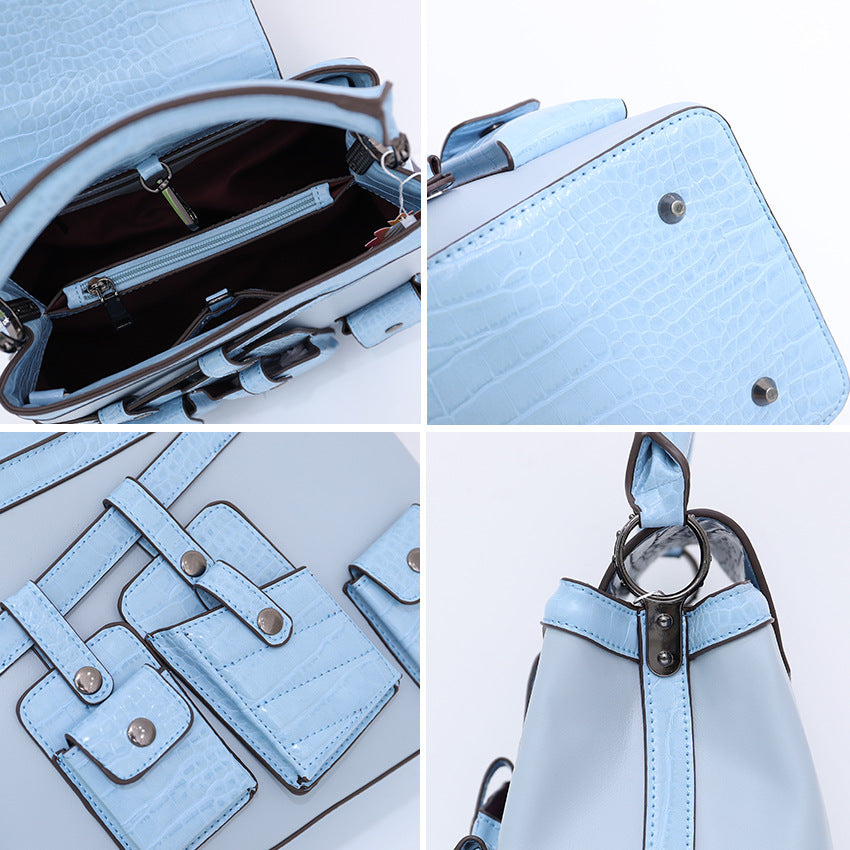 Hand-held crossbody denim tote bag