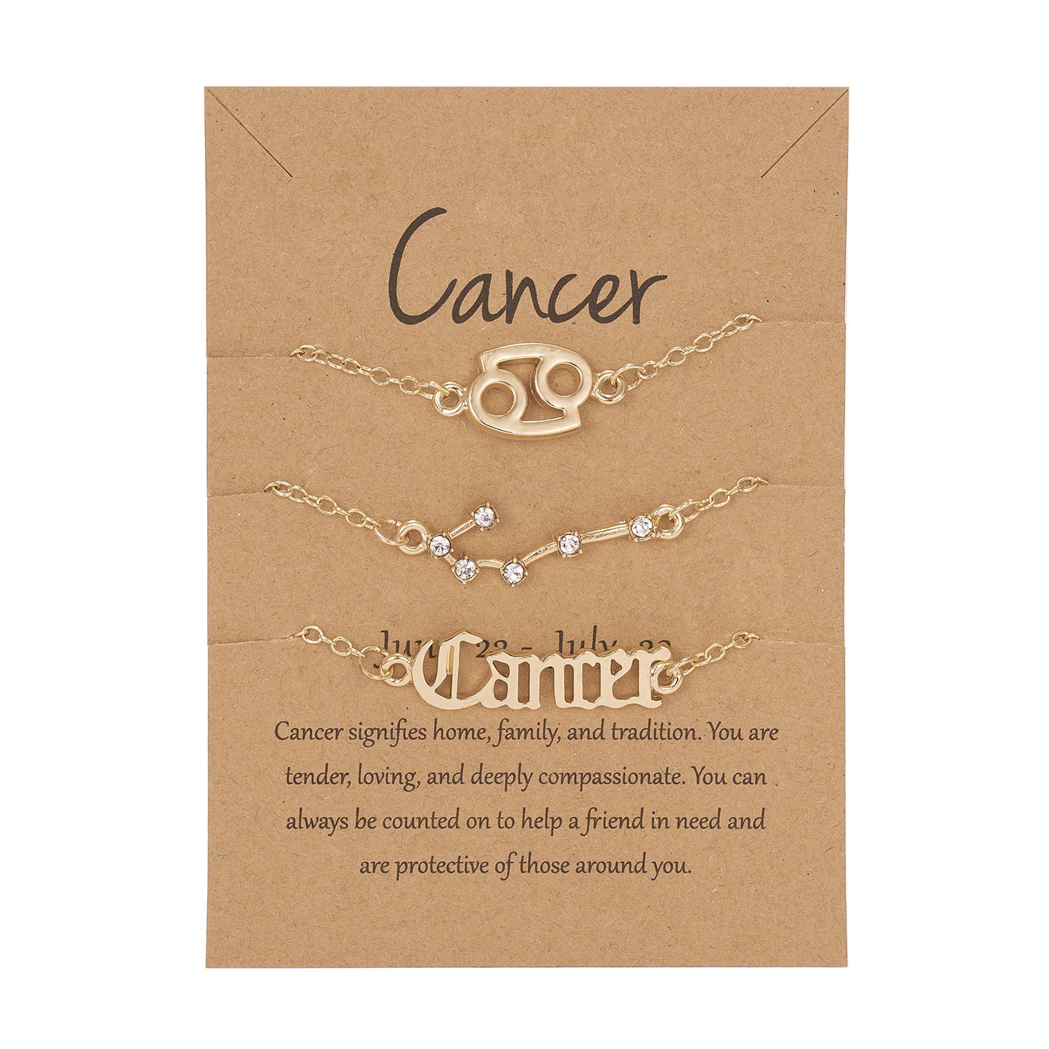 Set Of 3 Symbol, Stars, Old English Astrology Bracelet