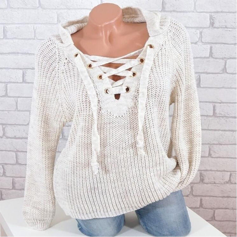Fall/winter Hot Style Plus Size Ladies Blouse Lace-up Sweater