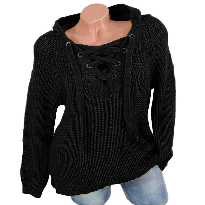 Fall/winter Hot Style Plus Size Ladies Blouse Lace-up Sweater