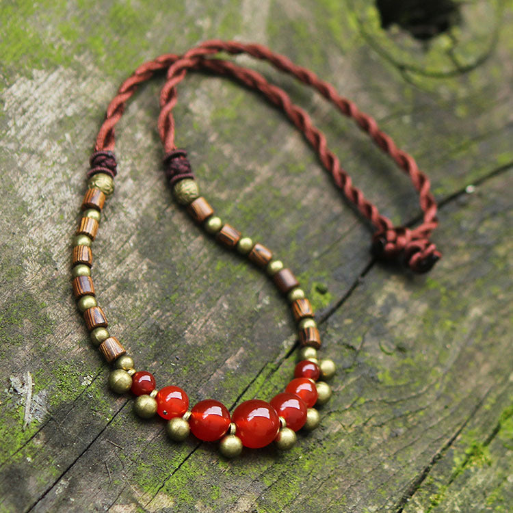 Woven Agate Chalcedony Wingwood Necklace