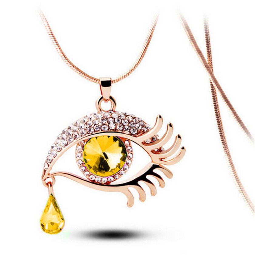 Crystal Eye & Teardrop Eyelash Necklace
