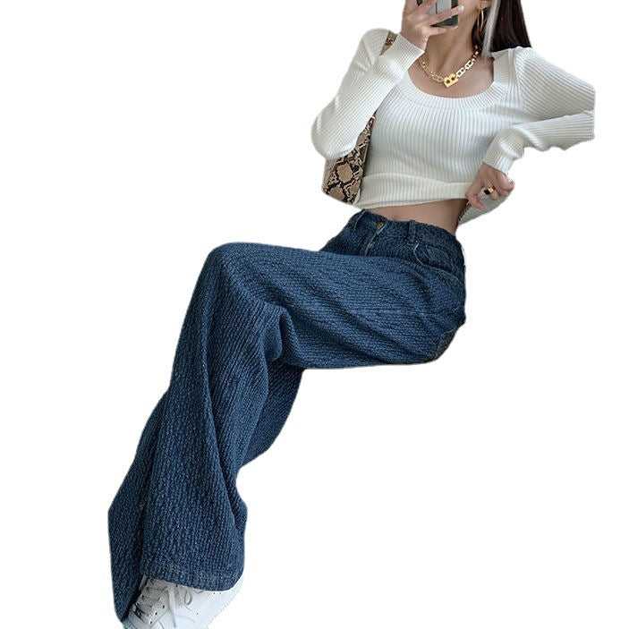 Fashionable Retro Niche Trendy Air Sense Woven Jeans Women