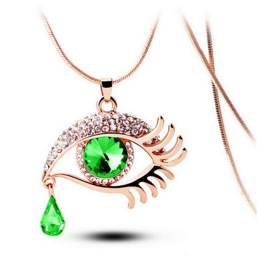 Crystal Eye & Teardrop Eyelash Necklace