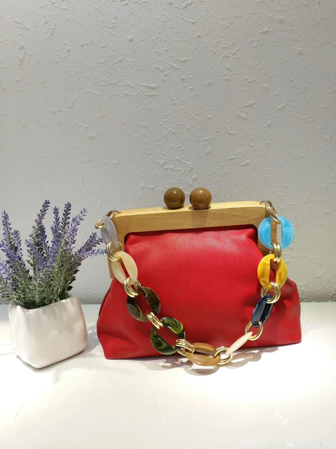 Acrylic messenger bag with wooden clip