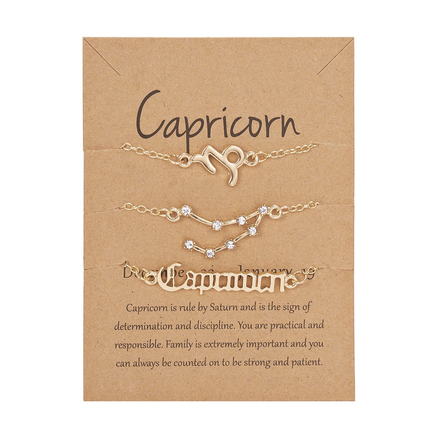 Set Of 3 Symbol, Stars, Old English Astrology Bracelet