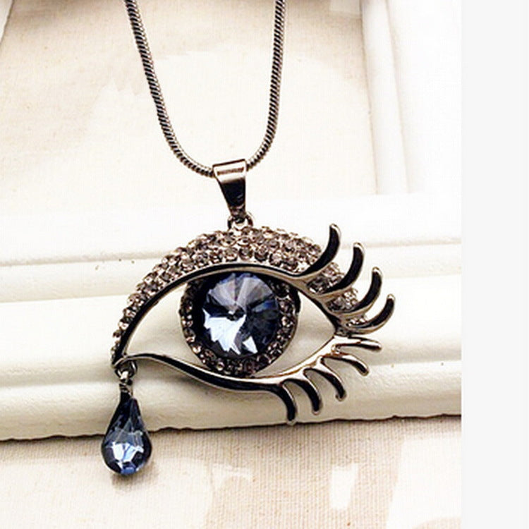 Crystal Eye & Teardrop Eyelash Necklace