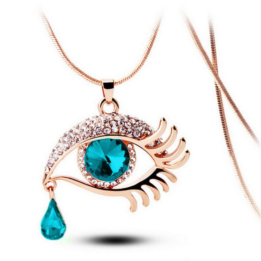 Crystal Eye & Teardrop Eyelash Necklace
