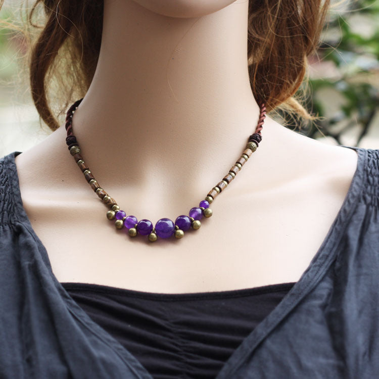 Woven Agate Chalcedony Wingwood Necklace