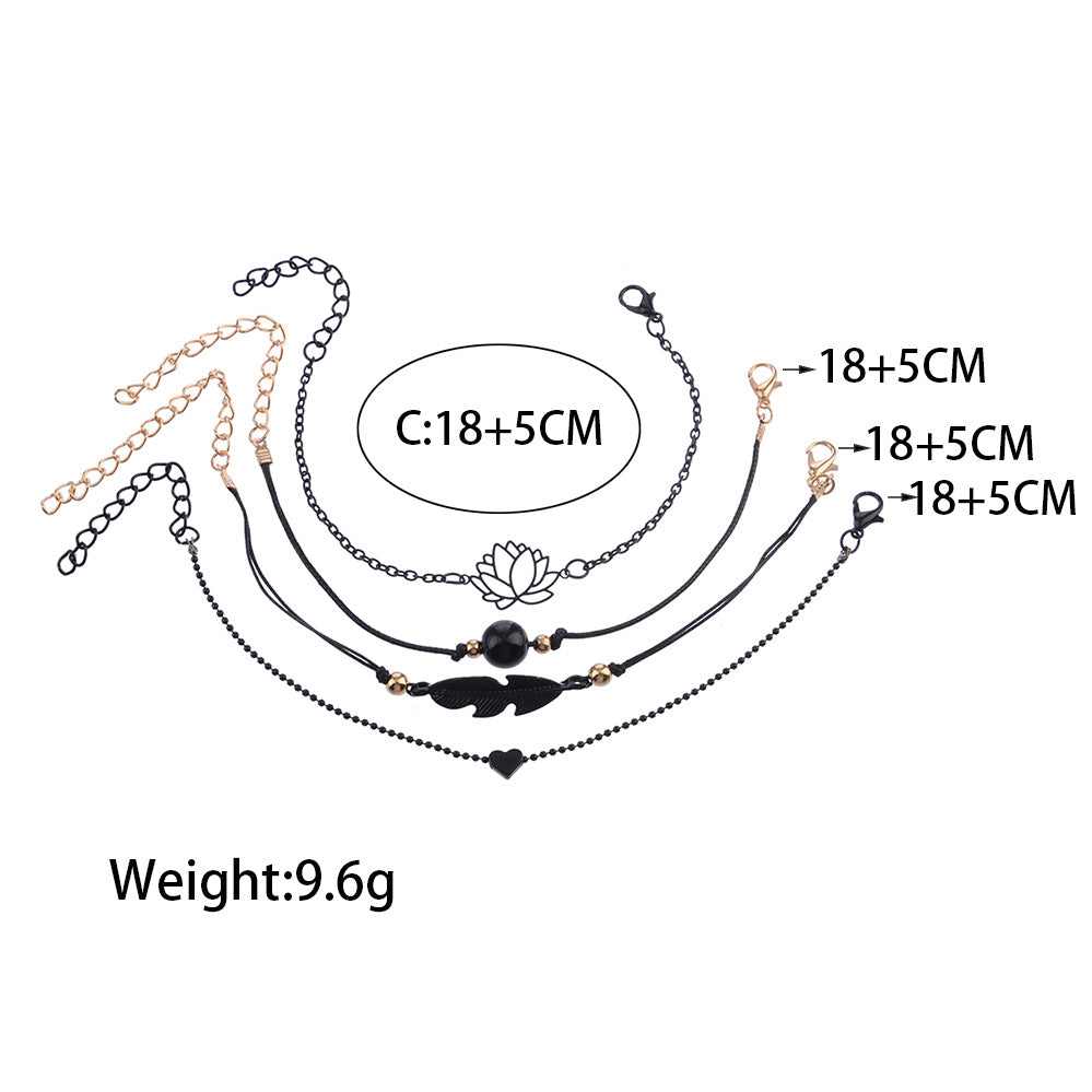 Simple Black 4 Piece Bracelet Set