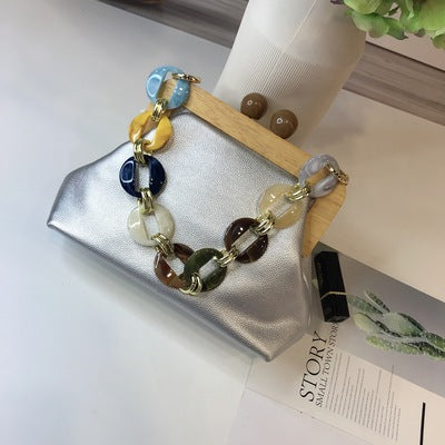 Acrylic messenger bag with wooden clip