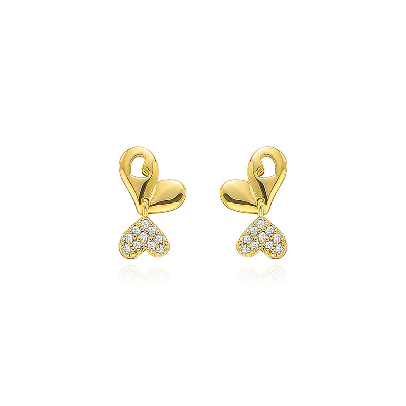 Creative Gold & White Diamonds Stud Earrings