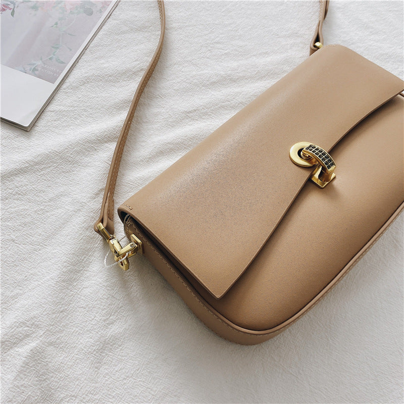 Women's Diamond Lock Leather Shoulder Crossbody Underarm Bag