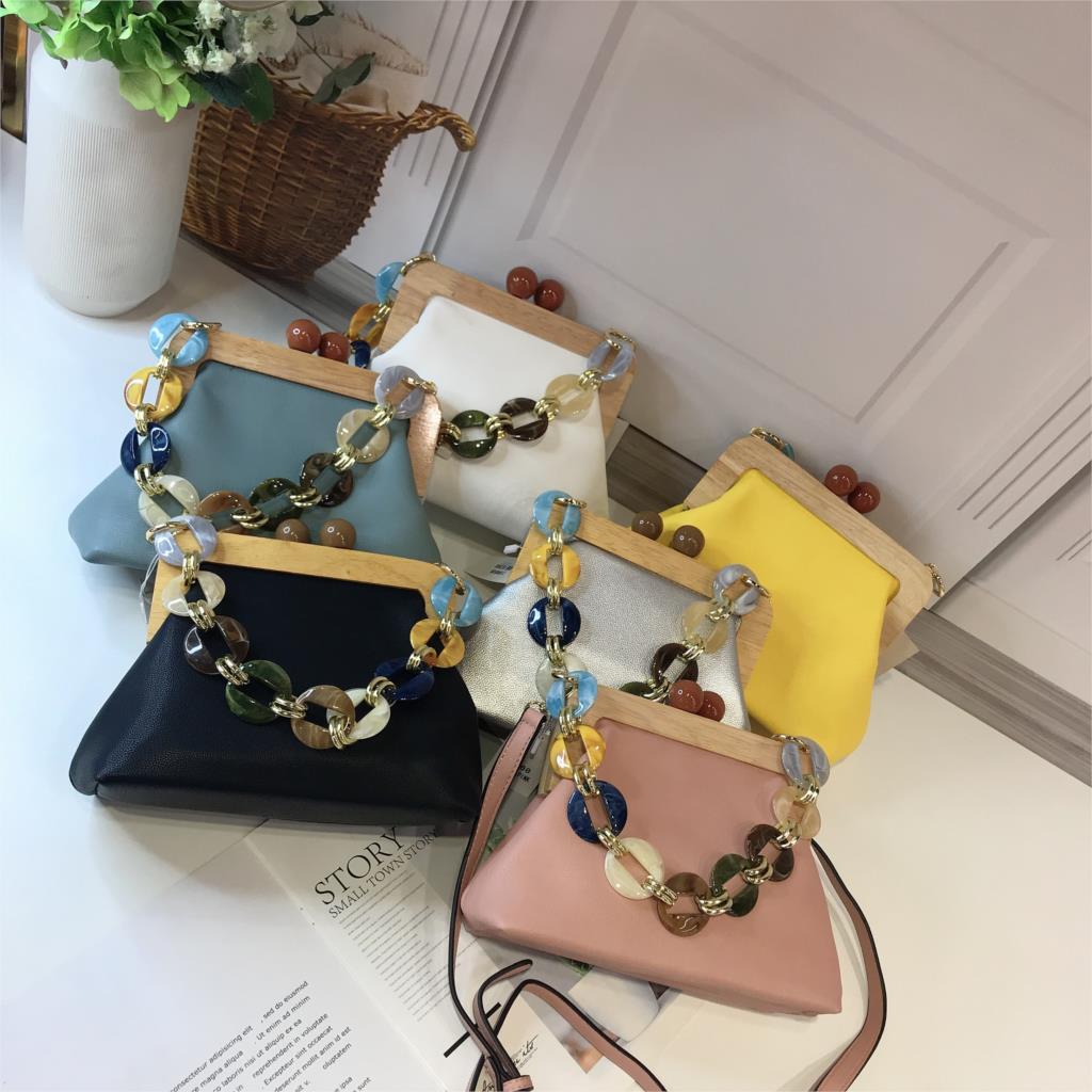 Acrylic messenger bag with wooden clip