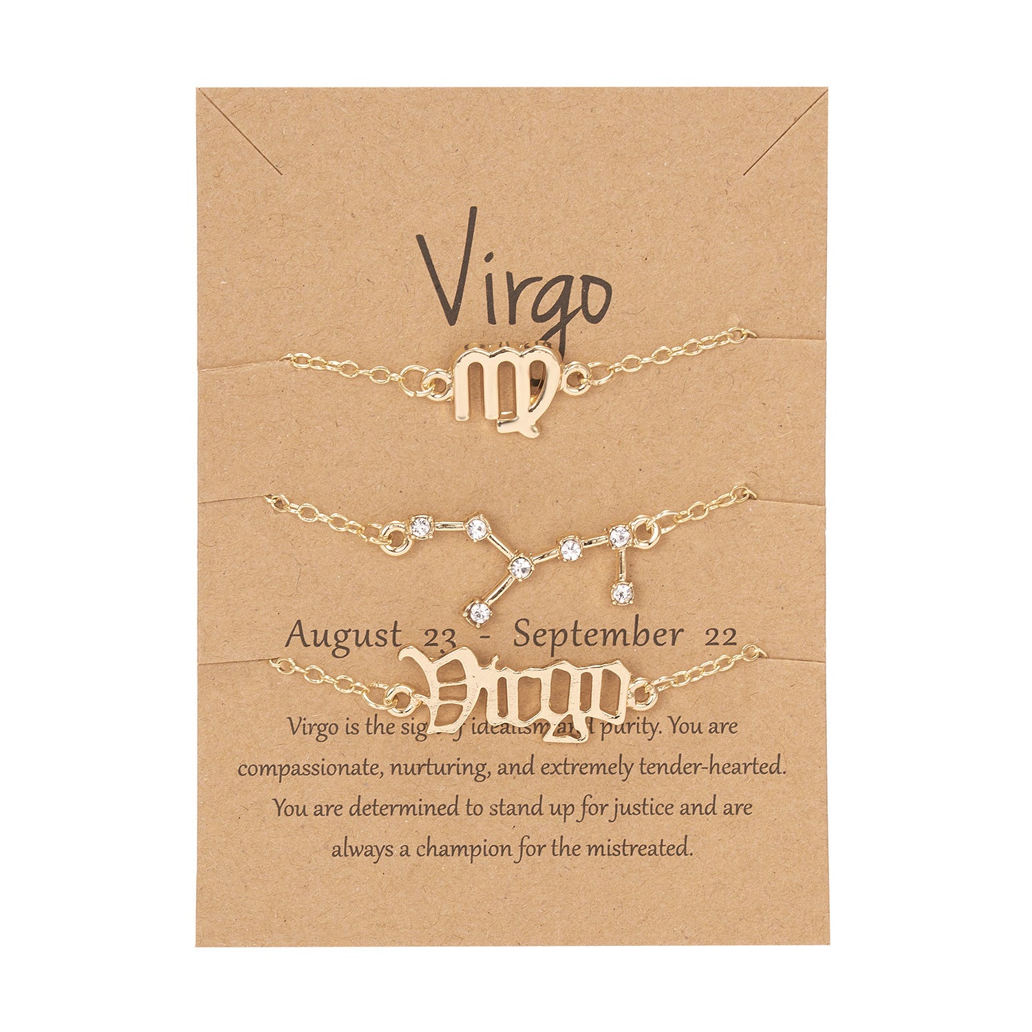 Set Of 3 Symbol, Stars, Old English Astrology Bracelet