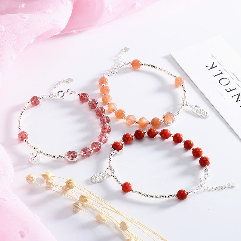 Natural Strawberry Crystal Moonstone Bracelet