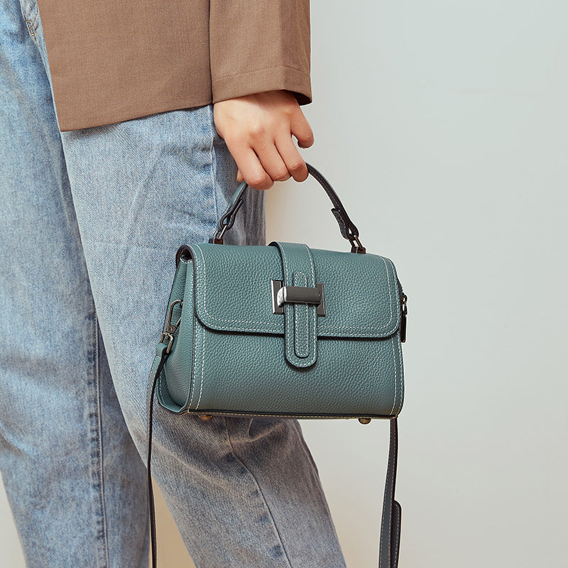 Fashion Crossbody Genuine Leather All-match Shoulder Portable Small Square Bag