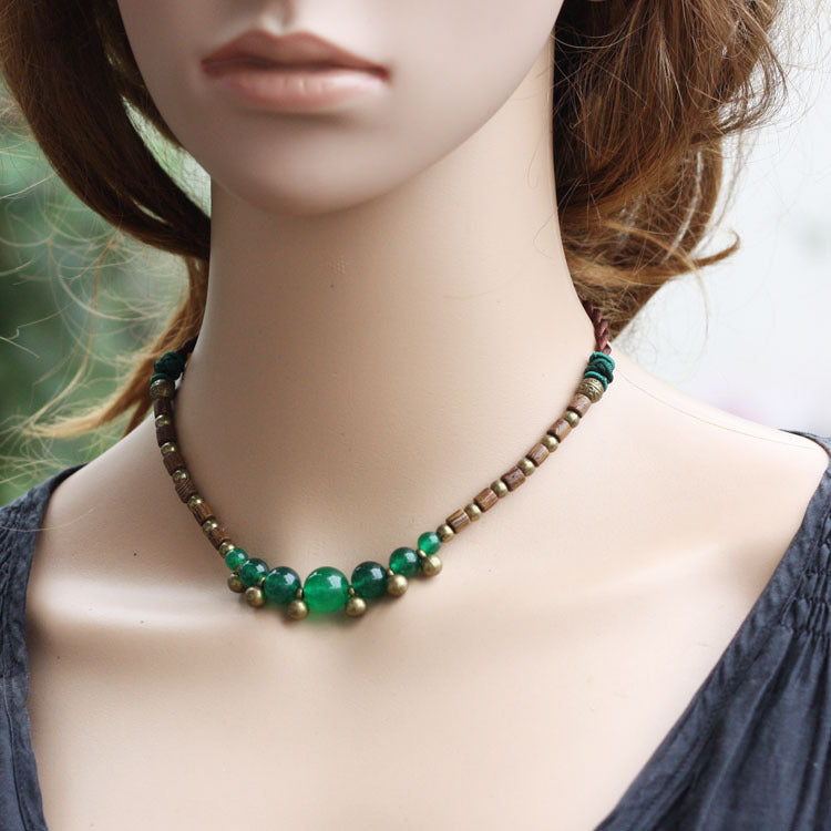 Woven Agate Chalcedony Wingwood Necklace