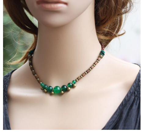 Woven Agate Chalcedony Wingwood Necklace