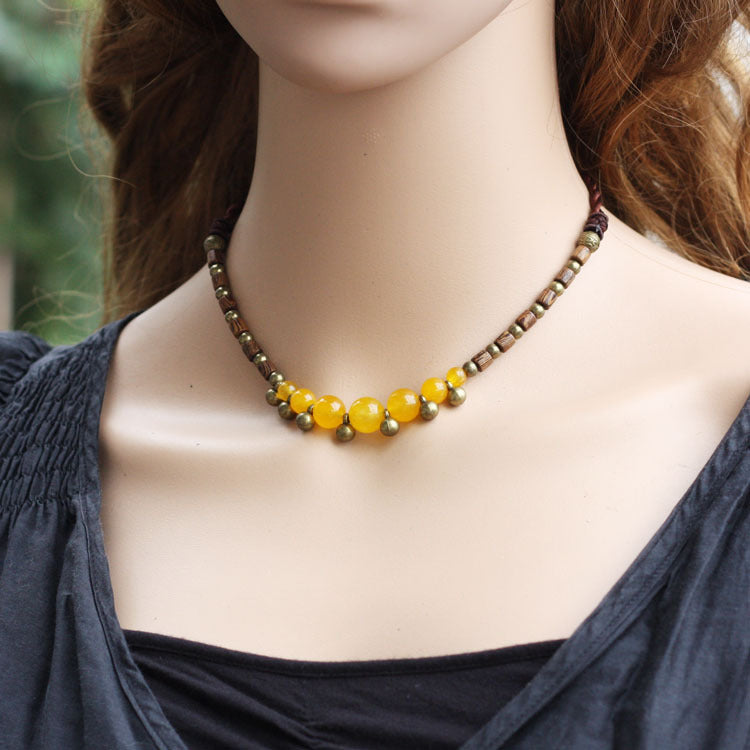 Woven Agate Chalcedony Wingwood Necklace