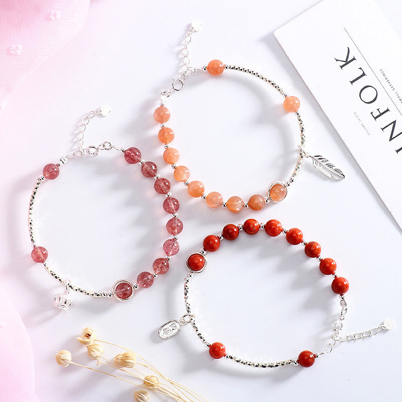Natural Strawberry Crystal Moonstone Bracelet