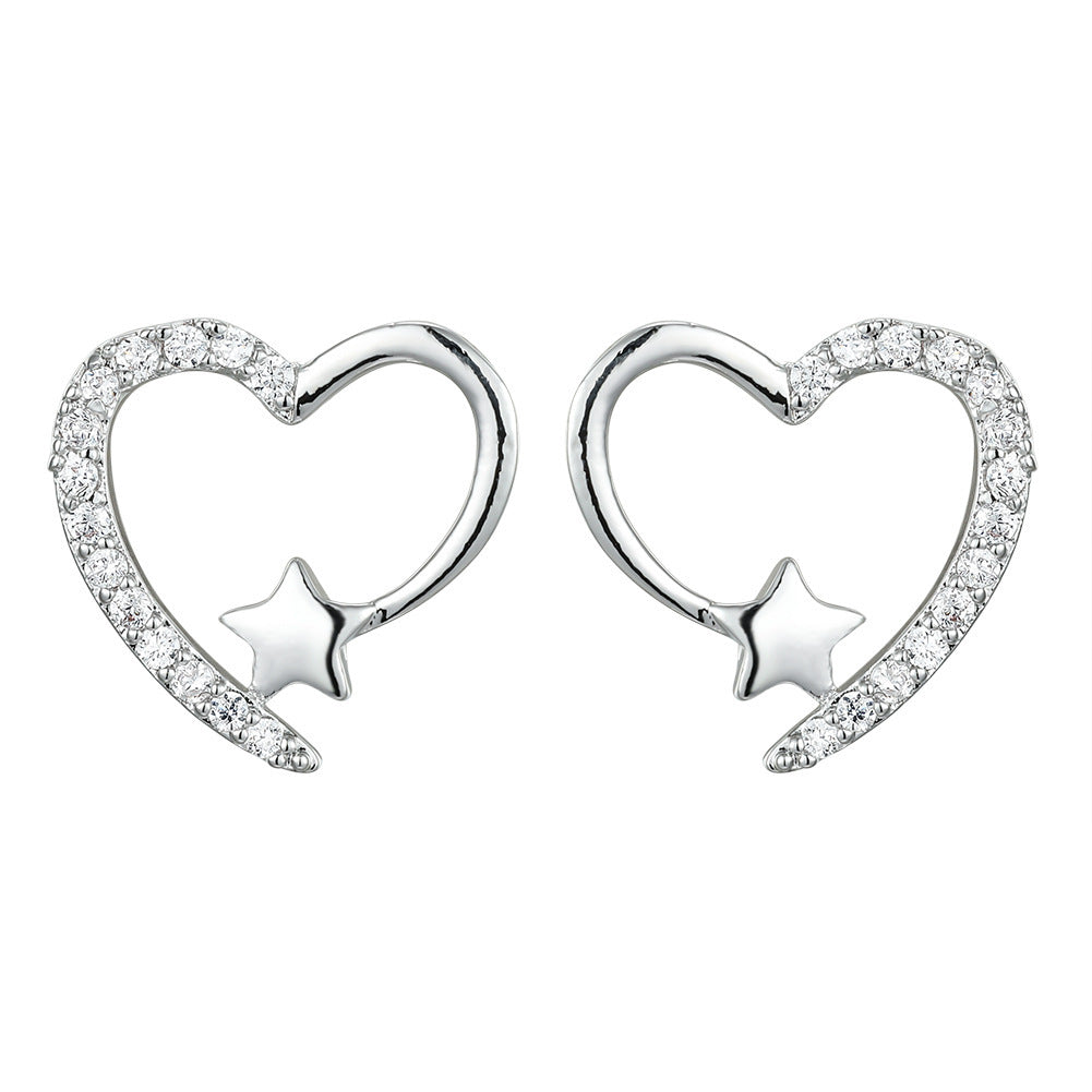 Creative Gold & White Diamonds Stud Earrings