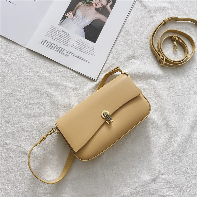 Women's Diamond Lock Leather Shoulder Crossbody Underarm Bag