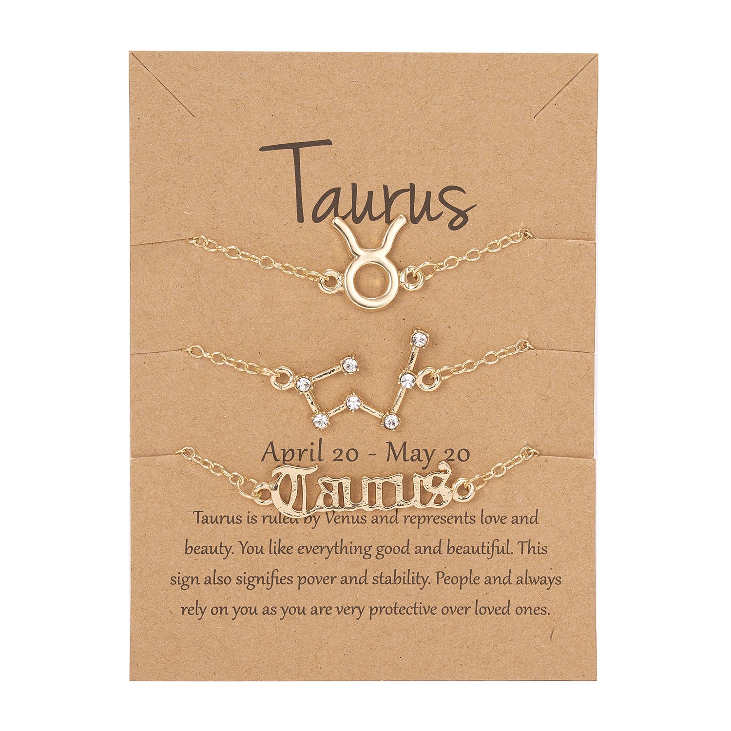 Set Of 3 Symbol, Stars, Old English Astrology Bracelet