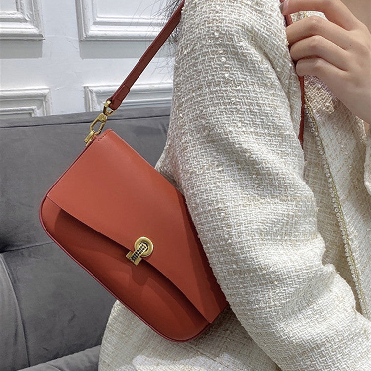 Women's Diamond Lock Leather Shoulder Crossbody Underarm Bag