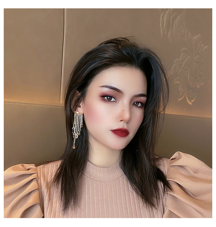 Star Tassel Long Earrings
