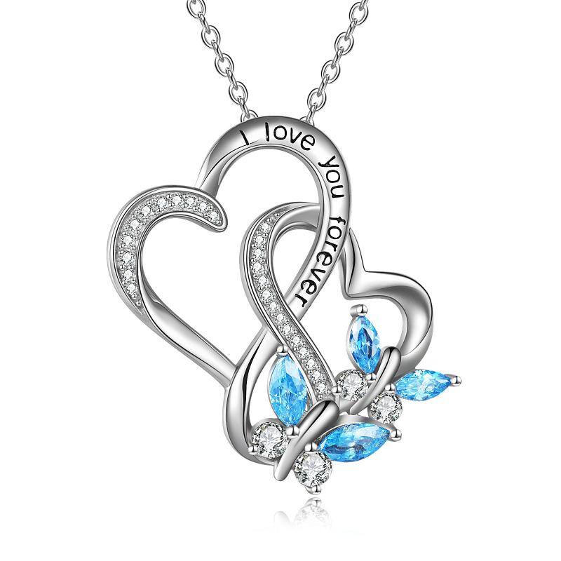 Butterfly Heart Necklaces for Women Sterling Silver