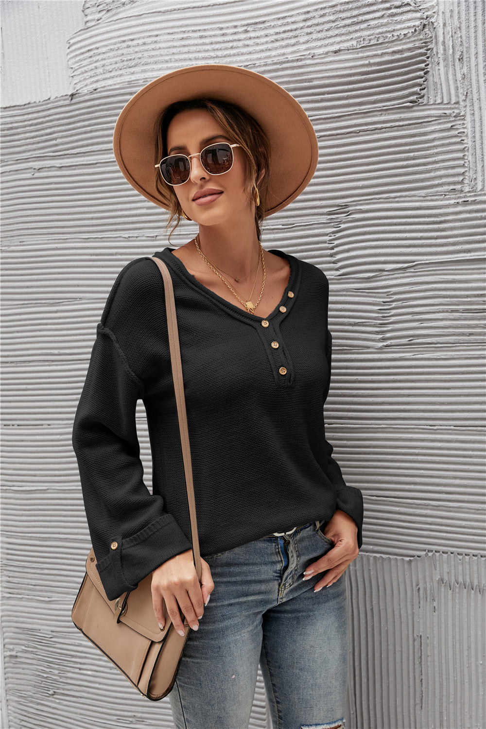 Acrylic Fall Winter Solid Color Pullover Ladies Sweater