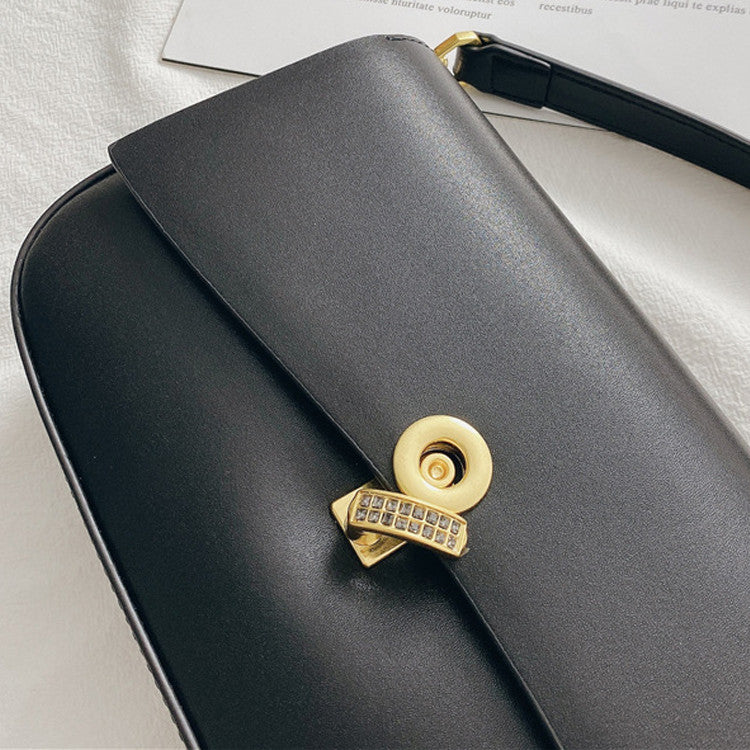 Women's Diamond Lock Leather Shoulder Crossbody Underarm Bag