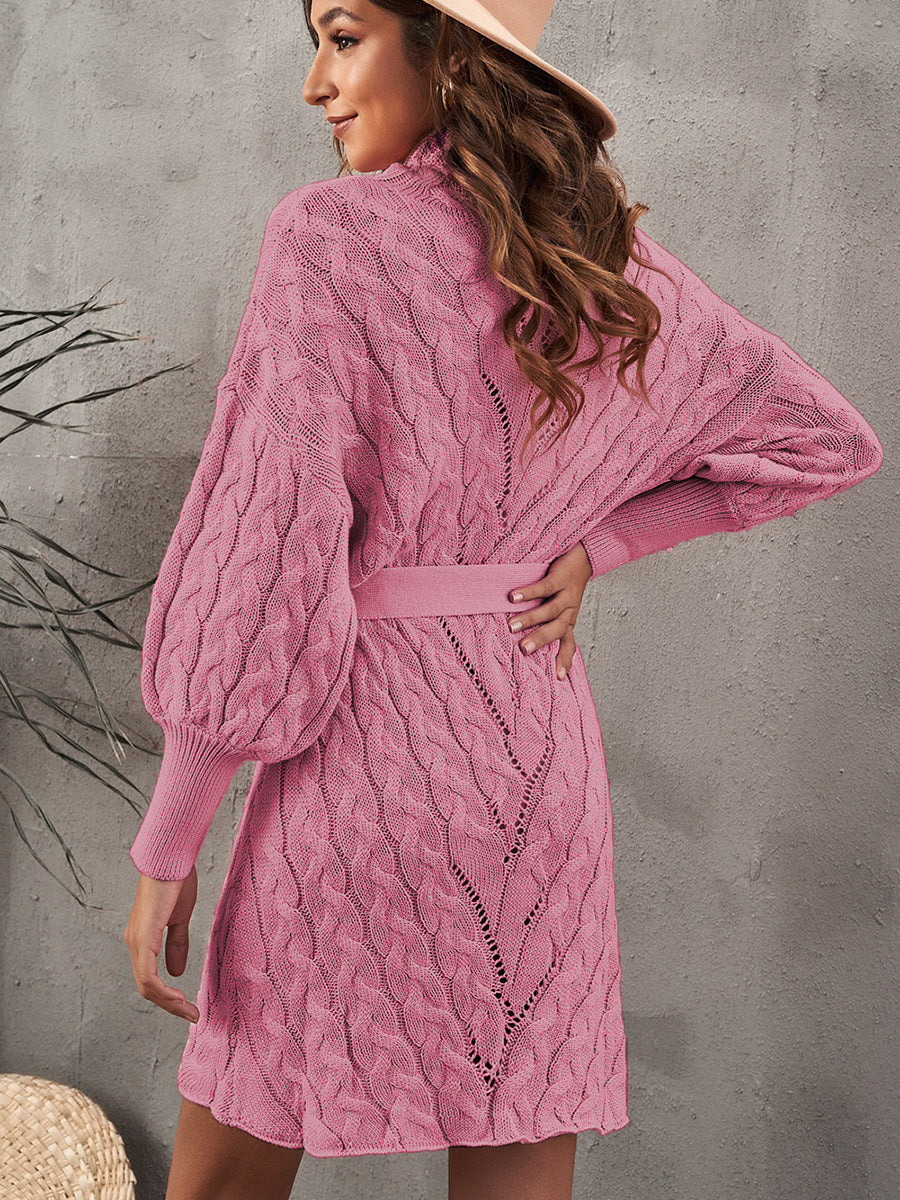 Winter Loose Stand Collar Sweater Skirt