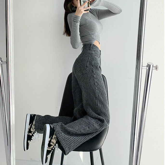 Fashionable Retro Niche Trendy Air Sense Woven Jeans Women