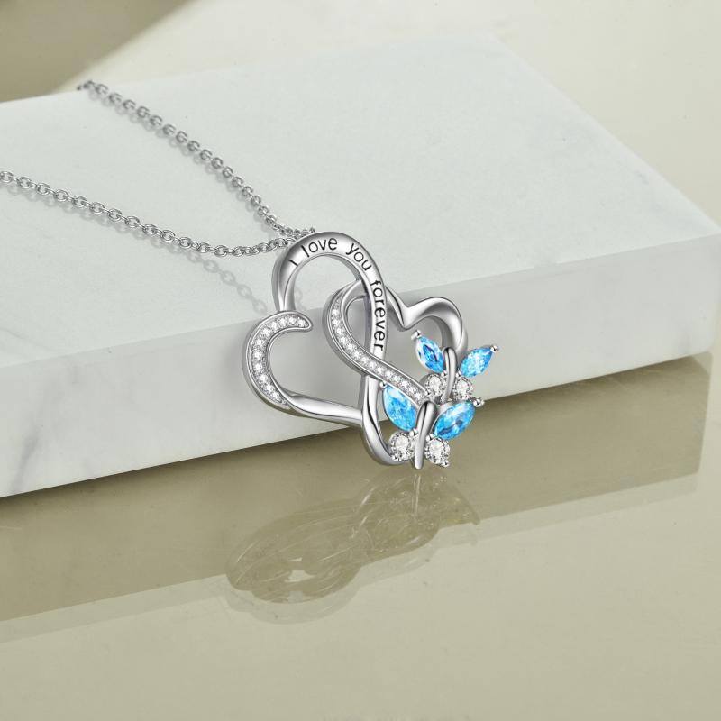 Butterfly Heart Necklaces for Women Sterling Silver